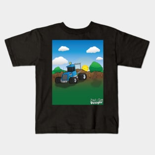 Blue Hunting Truck Cartoon Kids T-Shirt